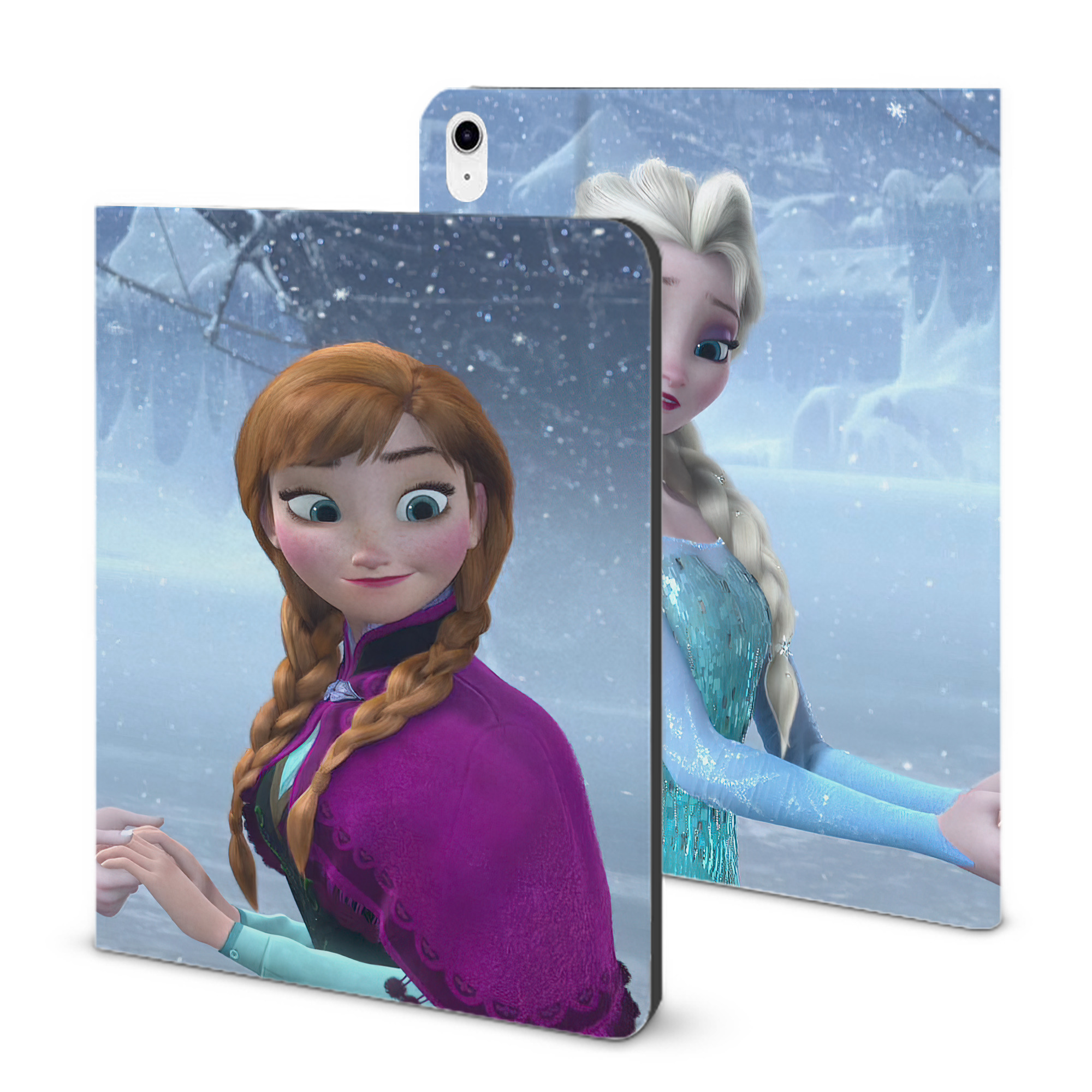 （画像用） アナと雪の女王 アンナ エルサ Frozen Anna Elsa IPad ケース ブック型 PUレザー TPU 耐衝撃 軽量 薄型 ペン収納なし 全面保護 IPad 各モデル対応